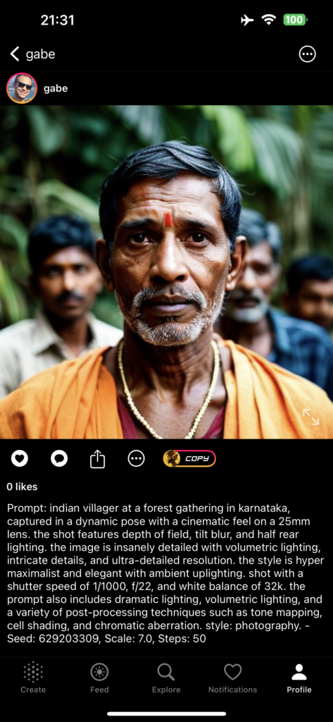 indian villager at a forest gathering in karnataka, captured in a dynamic pose with a cinematic feel on a 25mm lens. the shot features depth of field, tilt blur, and half rear lighting. the image is insanely detailed with volumetric lighting, intricate details, and ultra-detailed resolution. the style is hyper maximalist and elegant with ambient uplighting. shot with a shutter speed of 1/1000, f/22, and white balance of 32k. the prompt also includes dramatic lighting, volumetric lighting, and a variety of post-processing techniques such as tone mapping, cell shading, and chromatic aberration. style: photography.