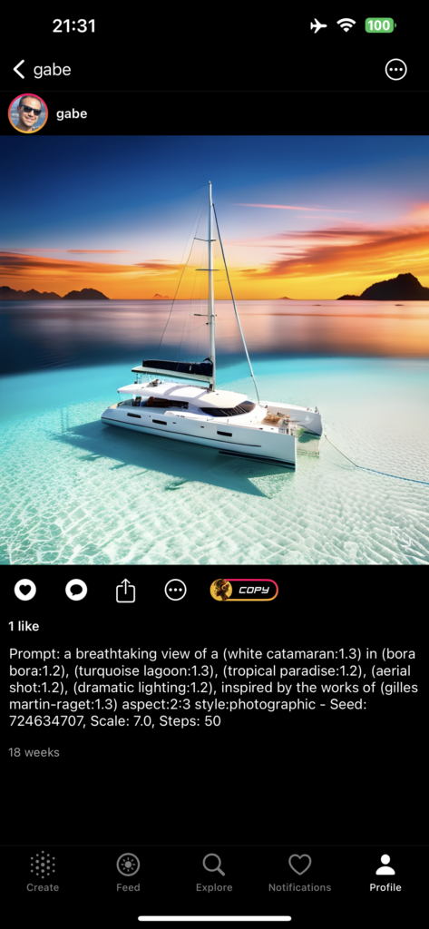 a breathtaking view of a (white catamaran:1.3) in (bora bora:1.2), (turquoise lagoon:1.3), (tropical paradise:1.2), (aerial shot:1.2), (dramatic lighting:1.2), inspired by the works of (gilles martin-raget:1.3) aspect:2:3 style:photographic